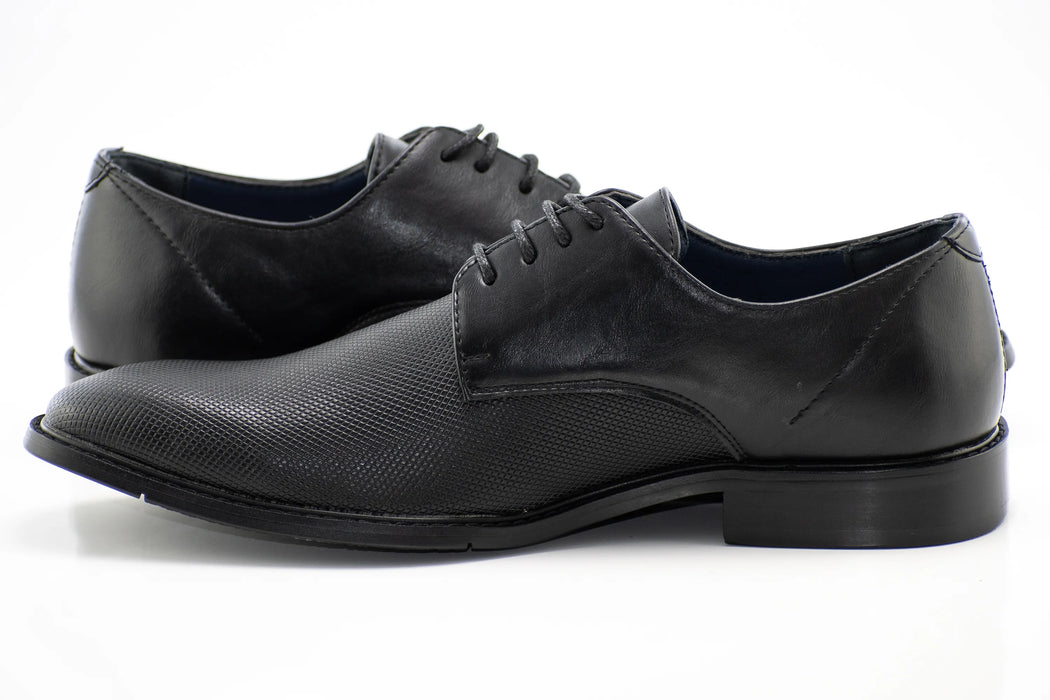 Black Textured Lace-Up Derby Dress Shoe