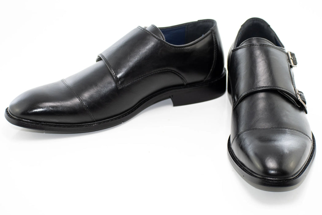 Black Double Monk Strap Dress Shoe