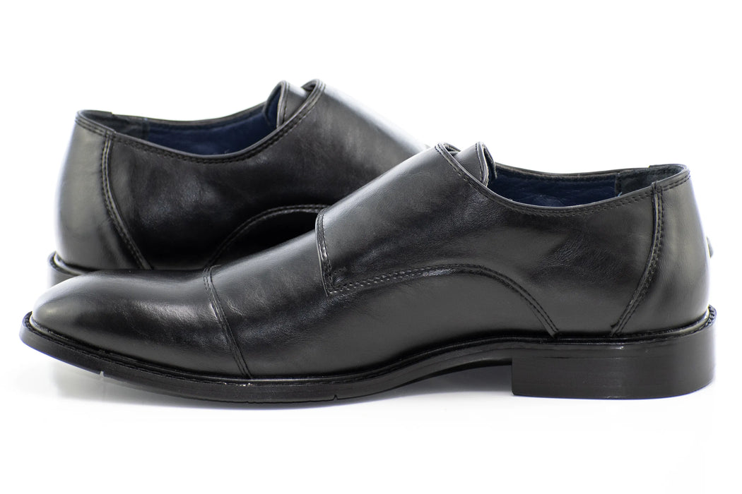 Black Double Monk Strap Dress Shoe