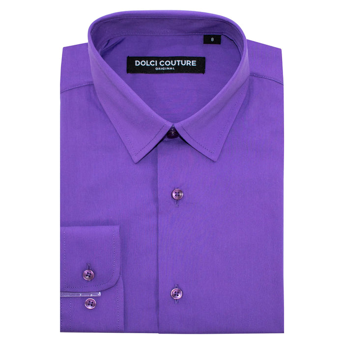 Purple Stretch Kids Dress Shirt
