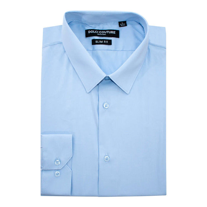 Light Blue Stretch Slim-Fit Dress Shirt