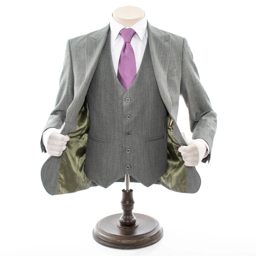 Men's Gray Twill Wool Slim-Fit Suit