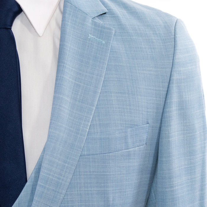 Men's Light Blue Twill Wool Slim-Fit Suit