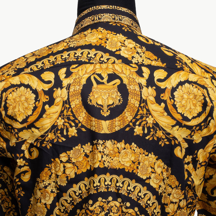 Black and Gold Rhinestone Mandala Slim-Fit Fashion Shirt