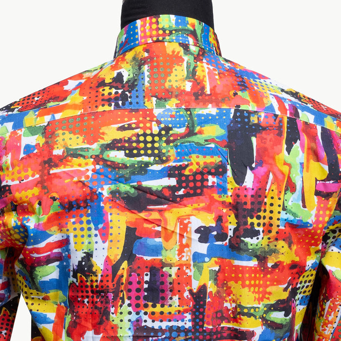 Multicolor Halftone Explosion Slim-Fit Fashion Shirt