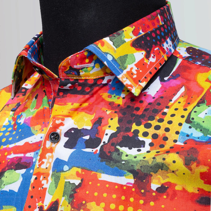 Multicolor Halftone Explosion Slim-Fit Fashion Shirt