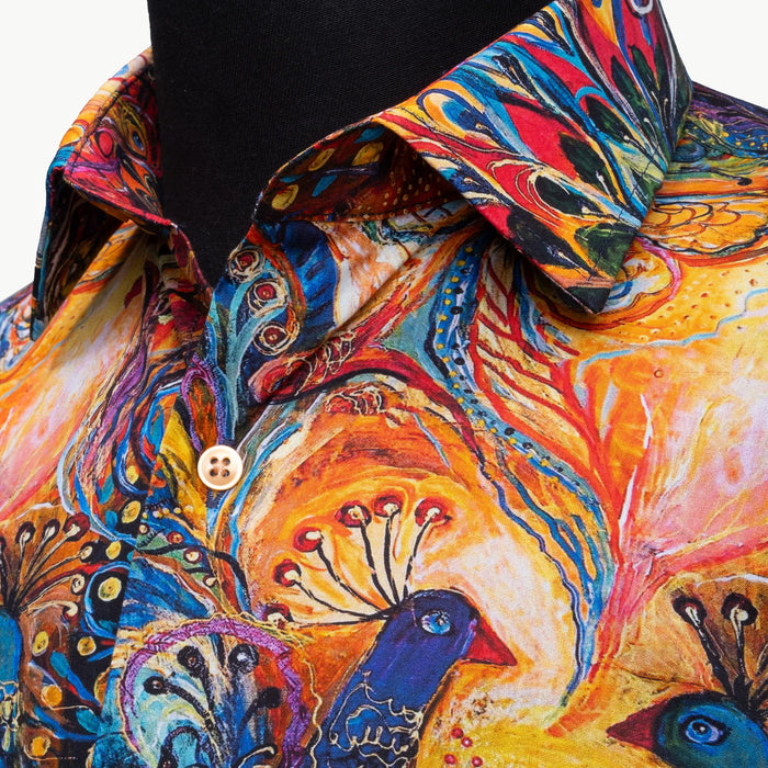 Multicolor Peacock Slim-Fit Fashion Shirt