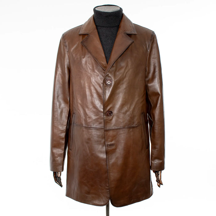 Brown Genuine Leather Blazer Jacket
