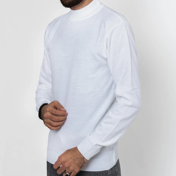 White Long Sleeve Mock Turtleneck