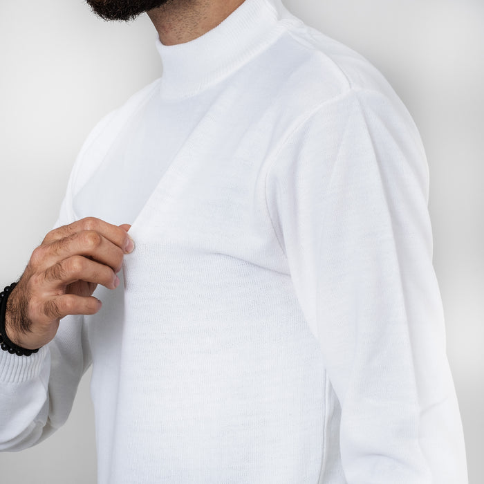 White Long Sleeve Mock Turtleneck