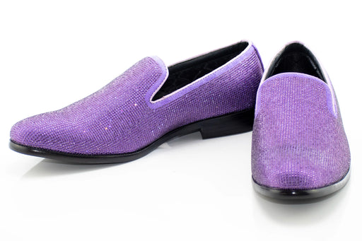Men's Lavender Purple Sparkling Rhinestone Gem Dress Loafer