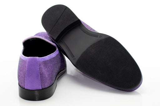 Men's Lavender Purple Sparkling Rhinestone Gem Dress Loafer