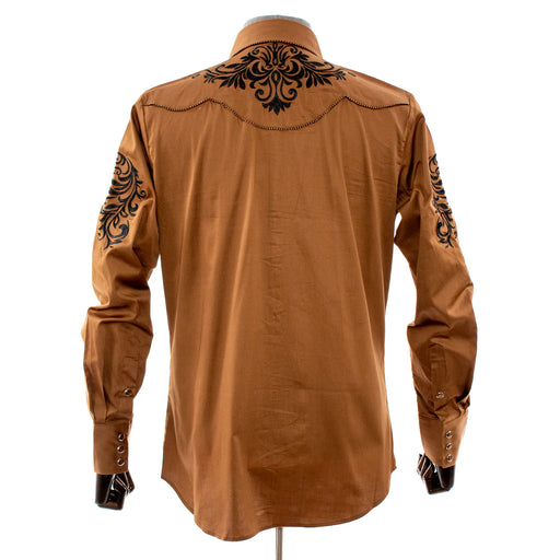 Men's Brown And Black Western Style Cowboy Dress Shirt