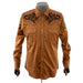 Men's Brown And Black Western Style Cowboy Dress Shirt