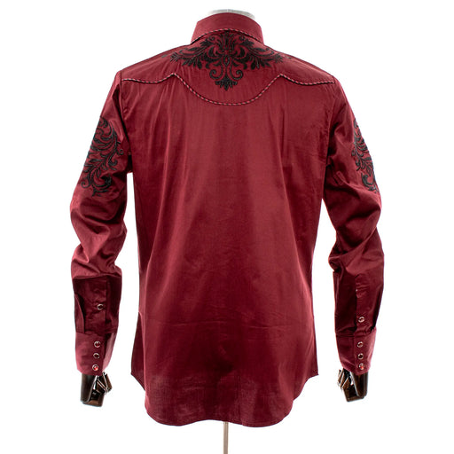 Men's Red And Black Western Style Cowboy Dress Shirt