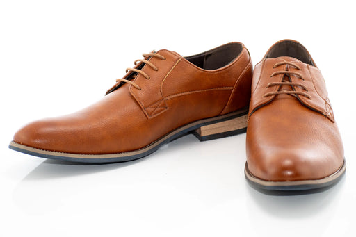 Camel Graded Leather Lace-Up Dress Shoes