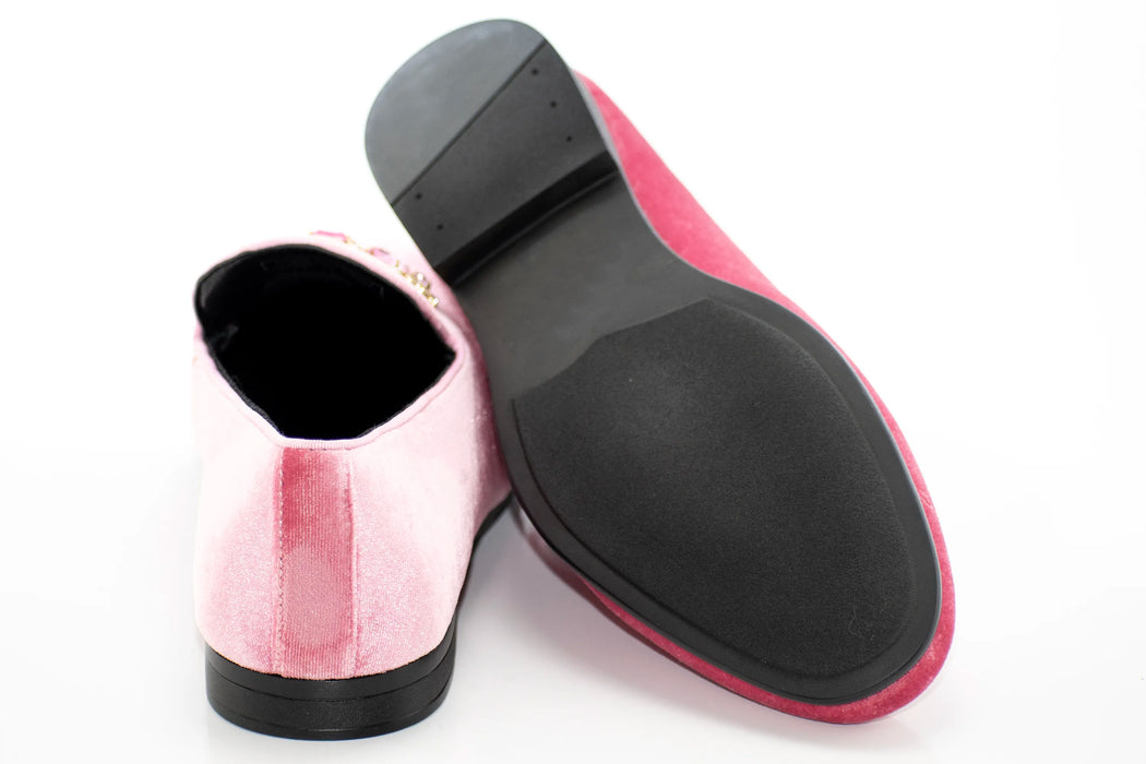 Pink Velvet Jewel-Bit Smoking Loafer