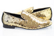 Black and Gold Sequined Smoking Loafer