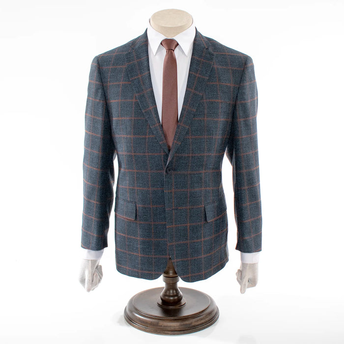 Midnight Blue and Rust Plaid 2-Piece Regular-Fit Suit