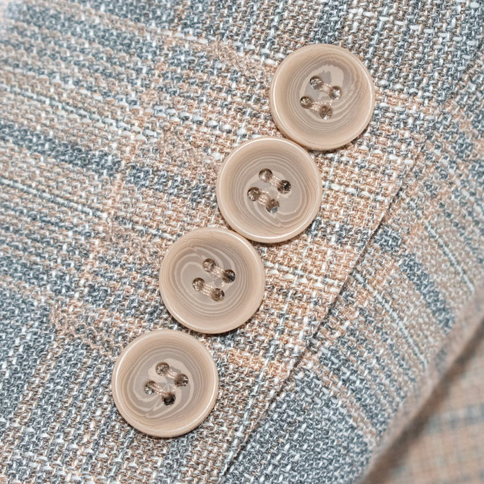 Men's Gray And Beige 2-Piece Suit With Notch Lapels
