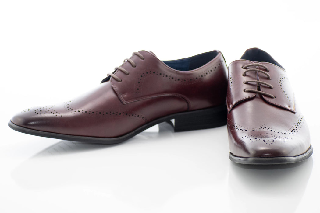 Burgundy Perforated Derby Style Lace-Up