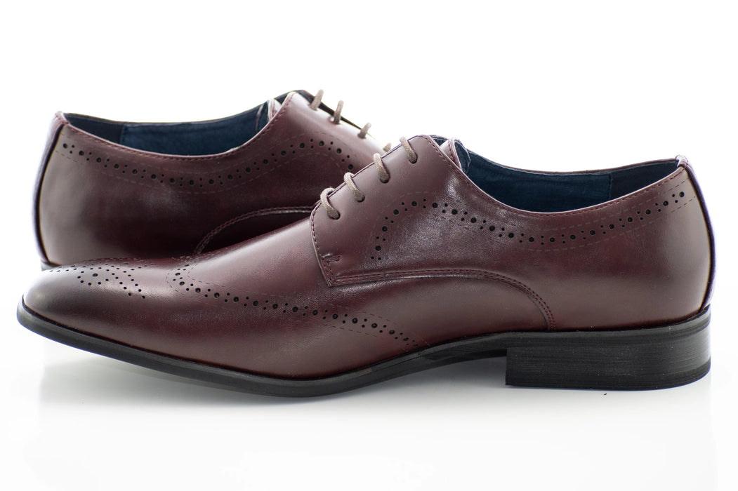 Burgundy Perforated Derby Style Lace-Up