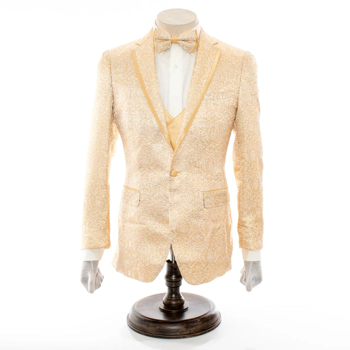 Men's Gold 3-Piece Tuxedo With Double Breasted Vest
