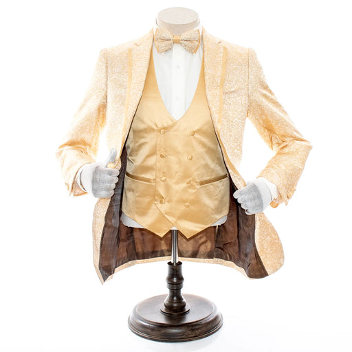 Men's Gold 3-Piece Tuxedo With Double Breasted Vest