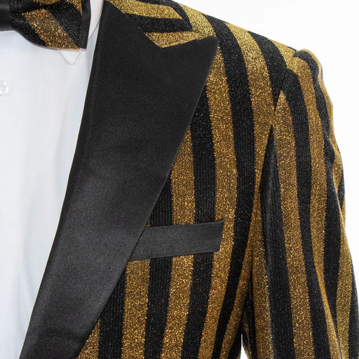 Men's Black And Gold Pinstripe Tuxedo