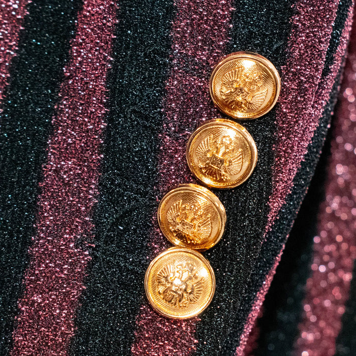 Men's Black And Rose Gold Pinstripe Tuxedo