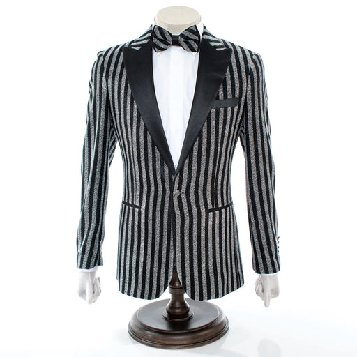 Men's Black And Silver Pinstripe Tuxedo