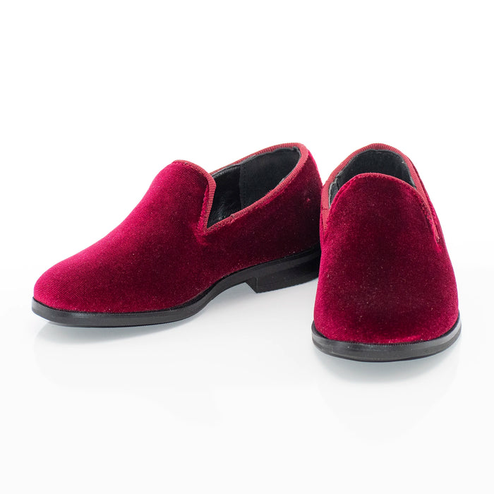 Burgundy Velvet Kids Loafer