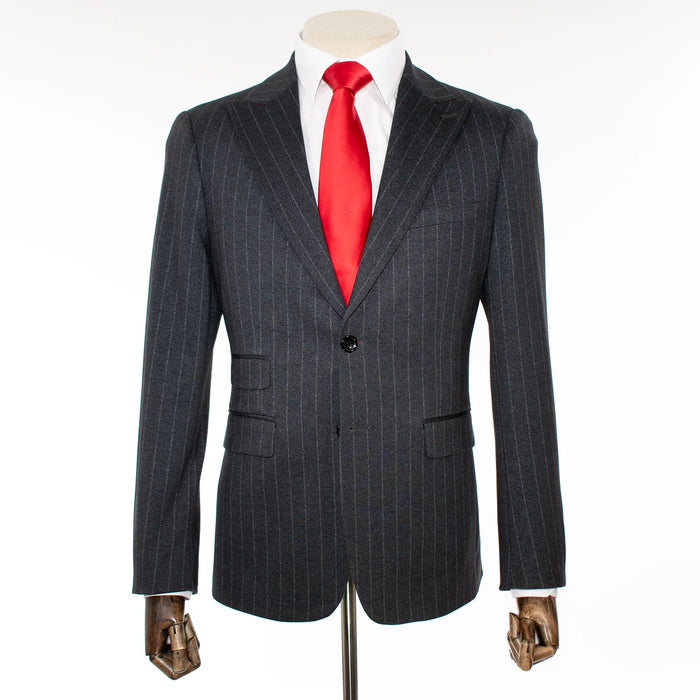 Charcoal Pinstriped 2-Piece Stretch Slim-Fit Suit
