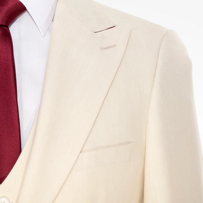 Cream 3-Piece Stretch Slim-Fit Suit