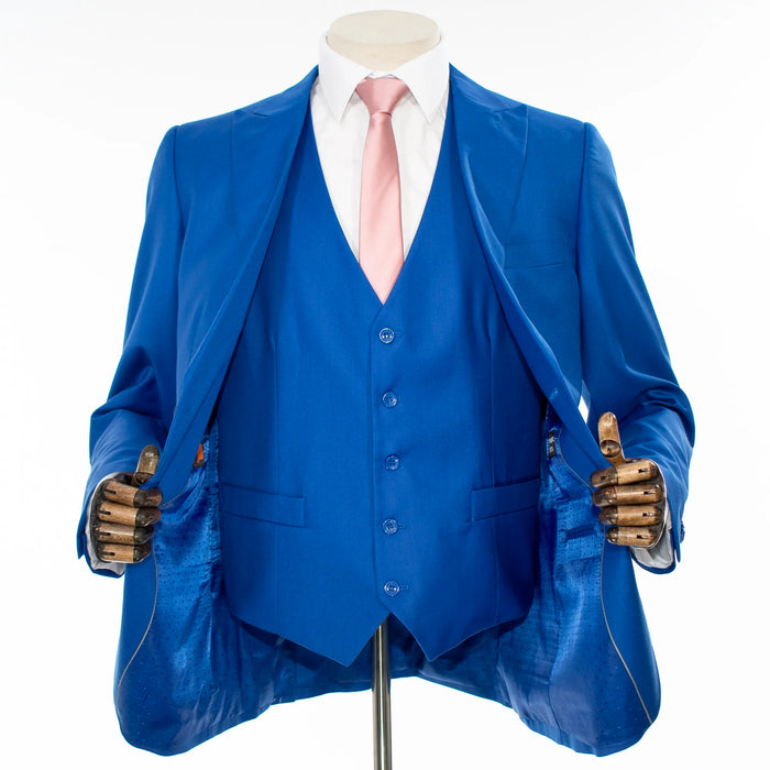 Men's Royal Blue 3-Piece Slim-Fit Suit