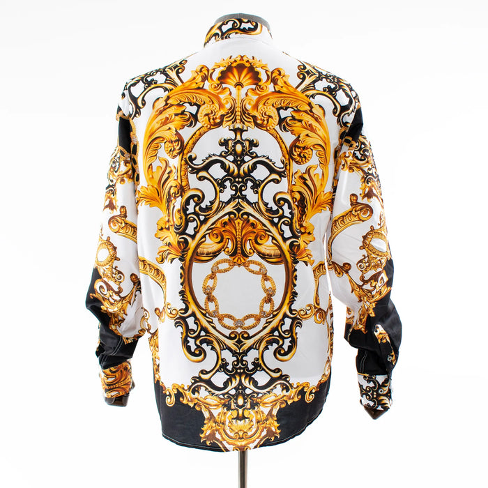 Men's Gold Baroque Rhinestone Dress Shirt