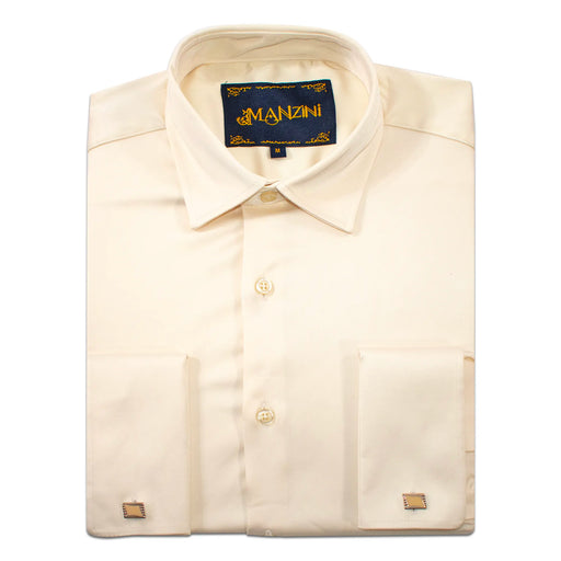 Men's Cream White Regular-Fit Dress Shirt And Cufflinks
