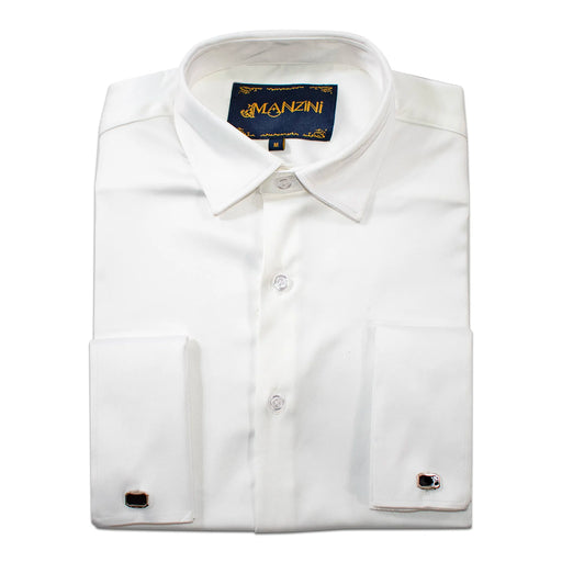 Men's White Regular-Fit Dress Shirt And Cufflinks
