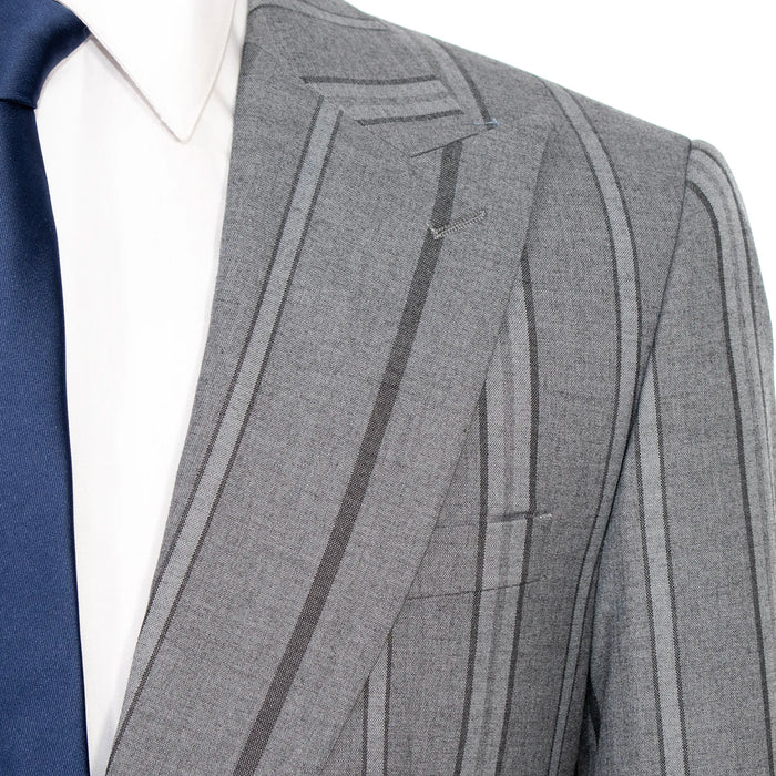 Dark Gray Multitrack Stripe 3-Piece Tailored-Fit Suit