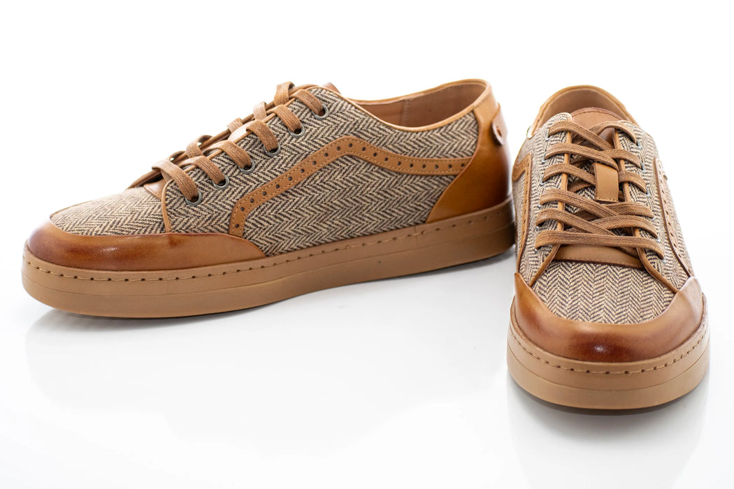 Men's Tan Herringbone Dress Sneaker