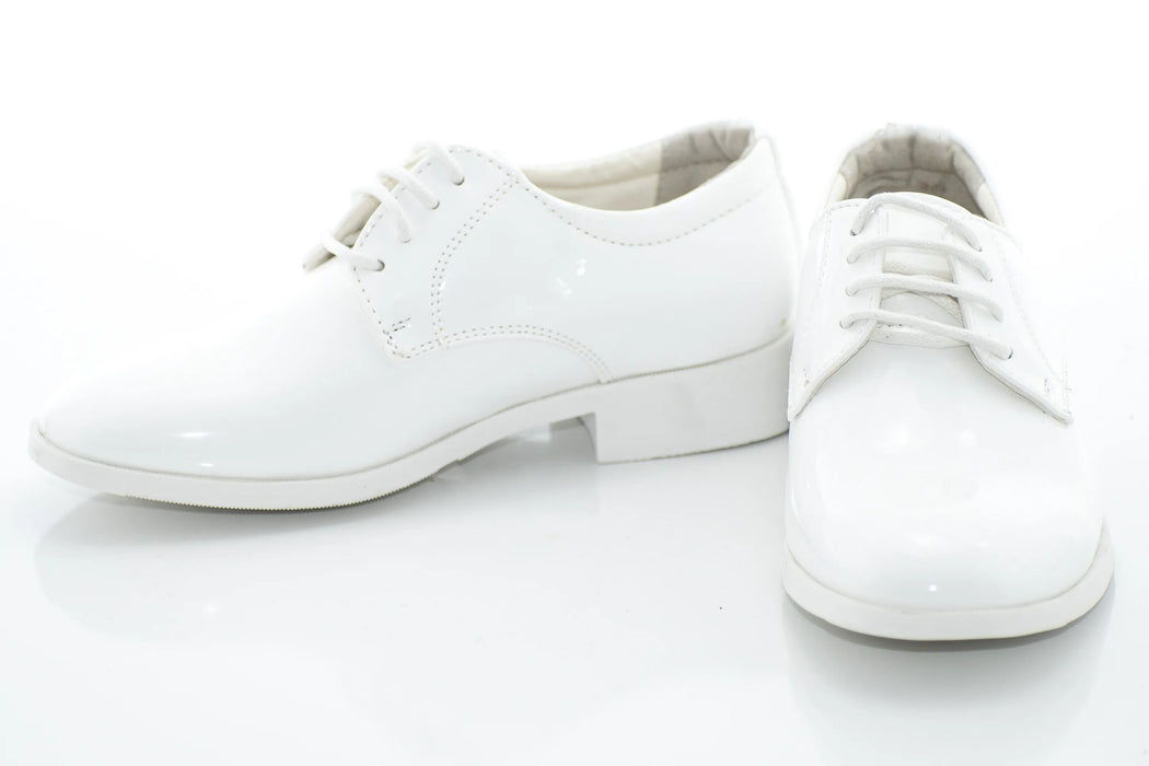 White Patent Leather Kids Derby