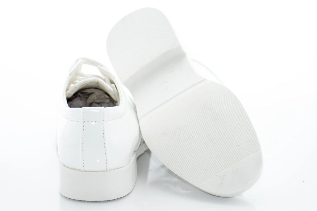 White Patent Leather Kids Derby