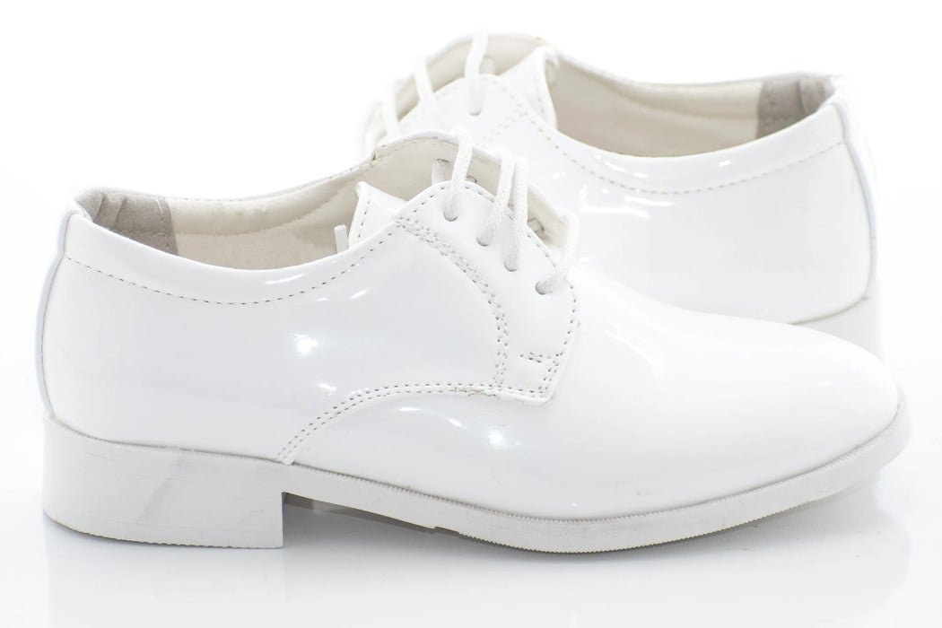 White Patent Leather Kids Derby