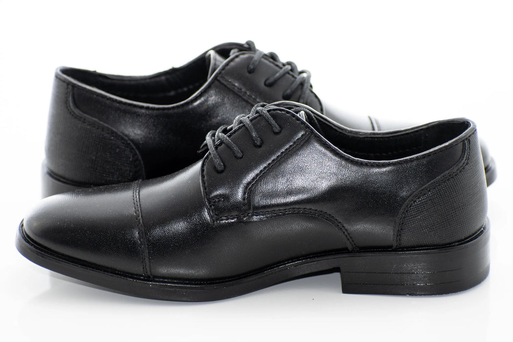 Black Cap Toe Kids Derby