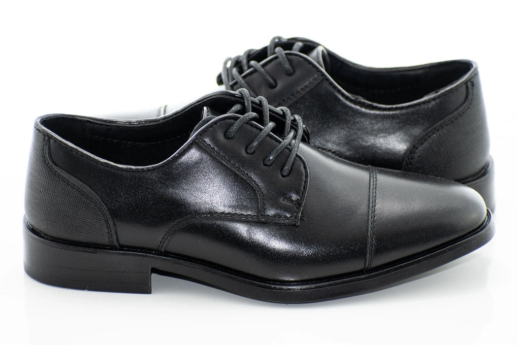 Black Cap Toe Kids Derby