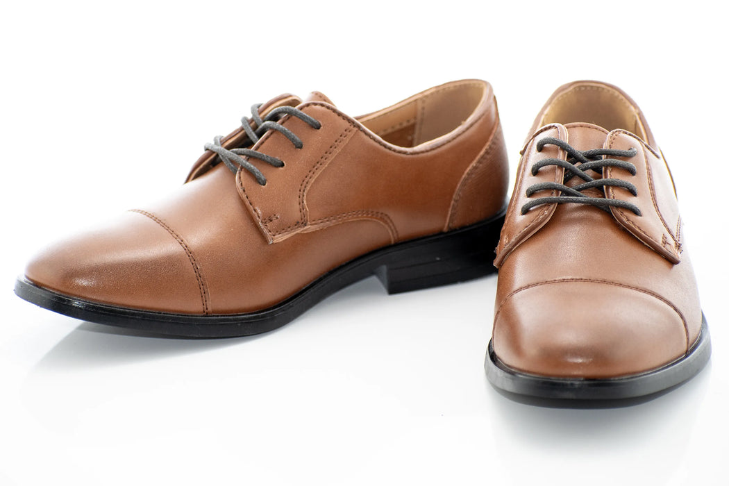 Cognac Cap Toe Kids Derby