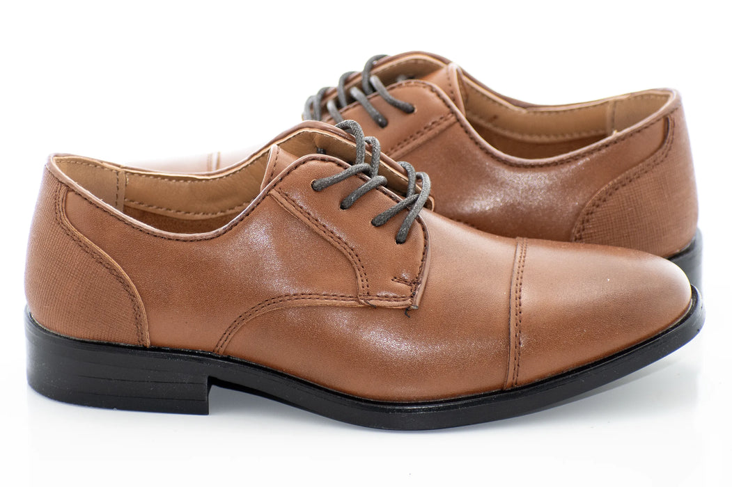 Cognac Cap Toe Kids Derby