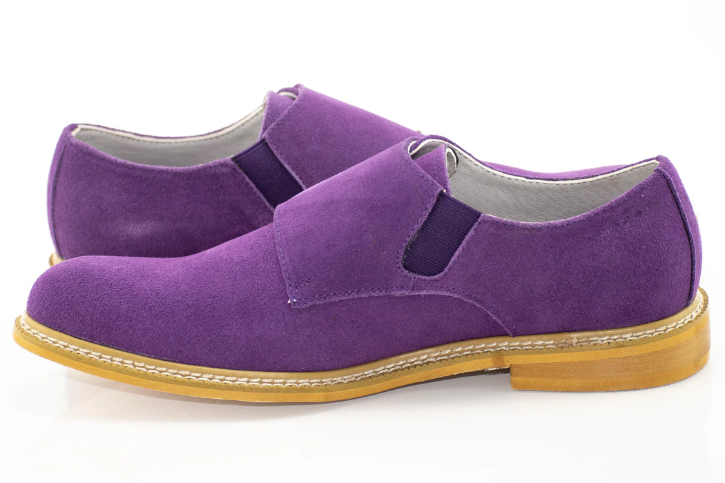 Purple Suede Double Monk Strap Dress Shoe