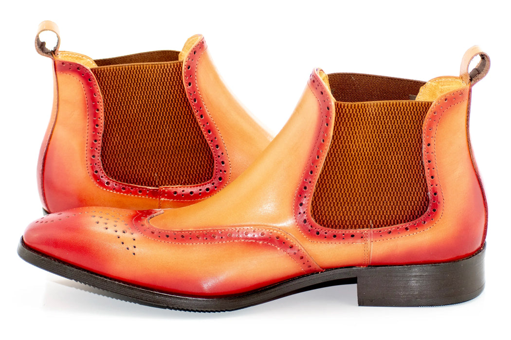 Burgundy and Cognac Ombre Leather Chelsea Boot
