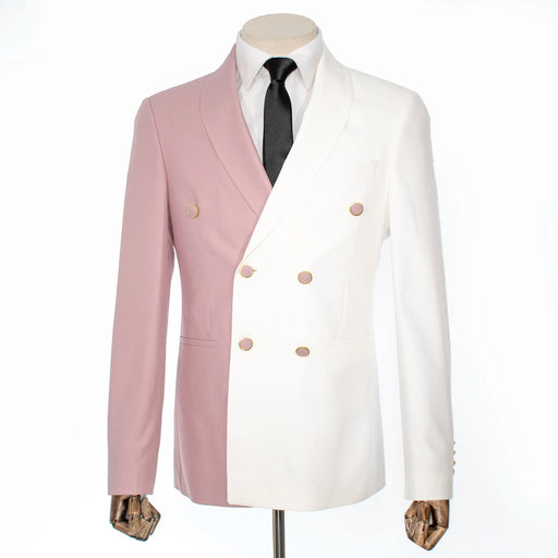 White and Dusty Rose Split-Color 2-Piece Tailored-Fit Wool Suit